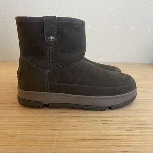 UGG CLASSIC WEATHER MINI CHARCOAL WATERPROOF LEATHER WOMEN BOOTS SIZE 6 - NEW!